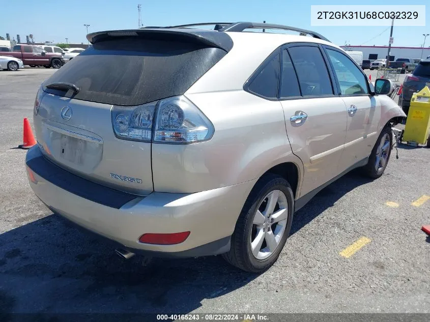 2008 Lexus Rx 350 VIN: 2T2GK31U68C032329 Lot: 40165243