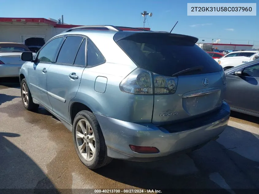 2008 Lexus Rx 350 VIN: 2T2GK31U58C037960 Lot: 40213700