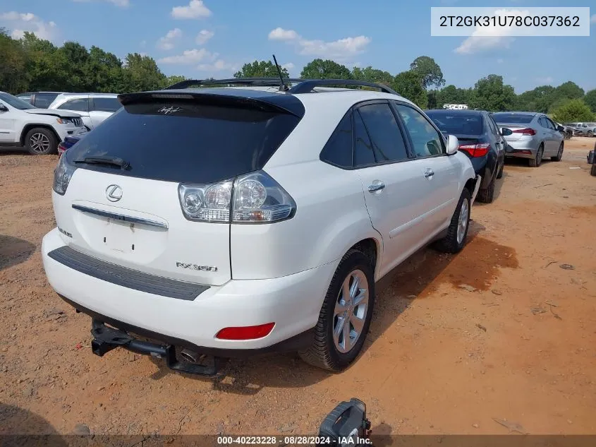 2008 Lexus Rx 350 VIN: 2T2GK31U78C037362 Lot: 40223228