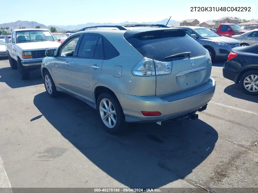 2008 Lexus Rx 350 VIN: 2T2GK31U48C042292 Lot: 40275188