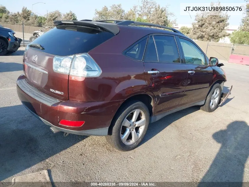 2008 Lexus Rx 350 VIN: JTJGK31U989850676 Lot: 40288338