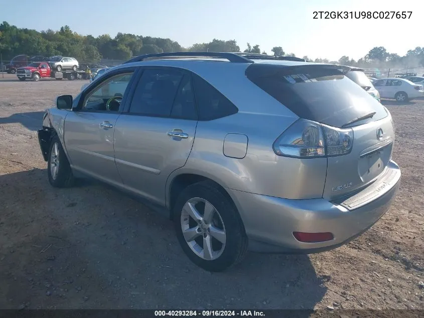 2008 Lexus Rx 350 350 VIN: 2T2GK31U98C027657 Lot: 40293284