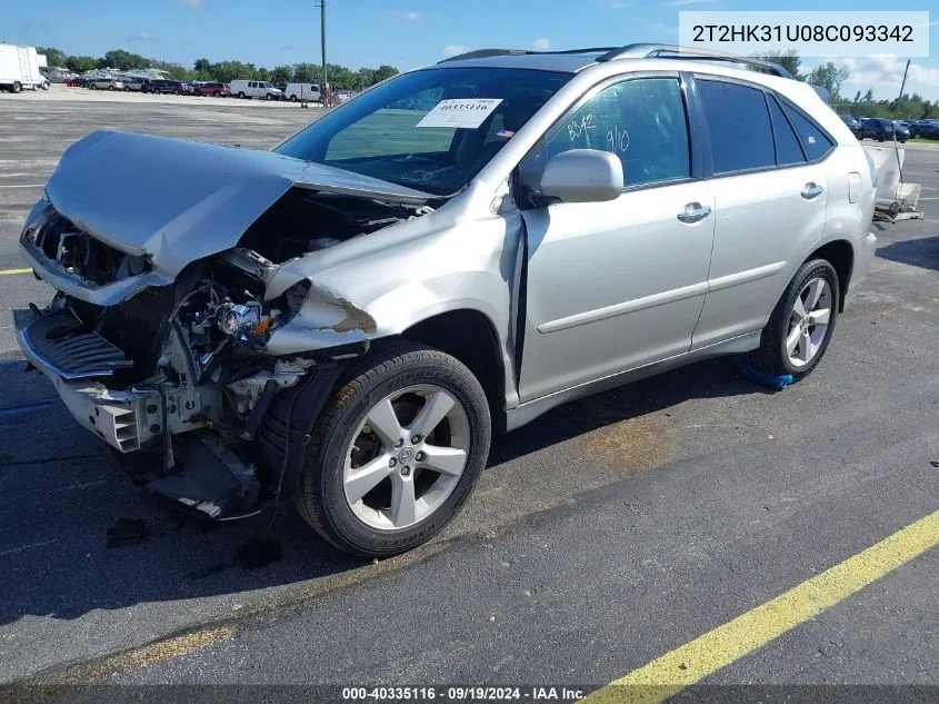 2008 Lexus Rx 350 VIN: 2T2HK31U08C093342 Lot: 40335116