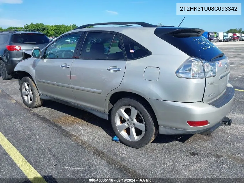 2008 Lexus Rx 350 VIN: 2T2HK31U08C093342 Lot: 40335116