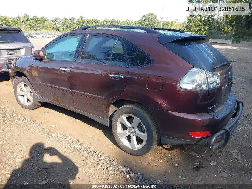 2008 Lexus Rx 350 350 VIN: JTJHK31U182851625 Lot: 40361502