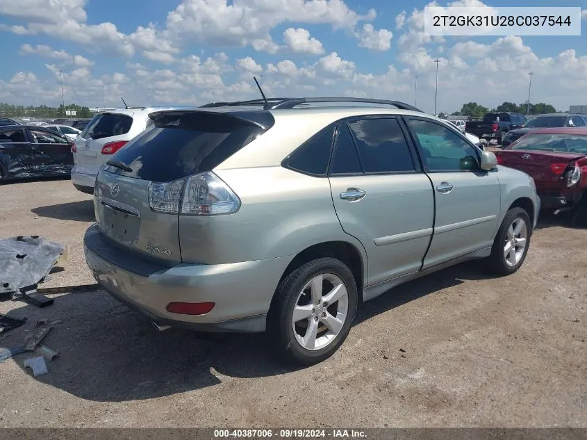 2008 Lexus Rx 350 VIN: 2T2GK31U28C037544 Lot: 40387006