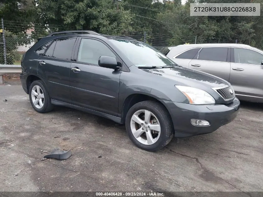 2008 Lexus Rx 350 VIN: 2T2GK31U88C026838 Lot: 40406428