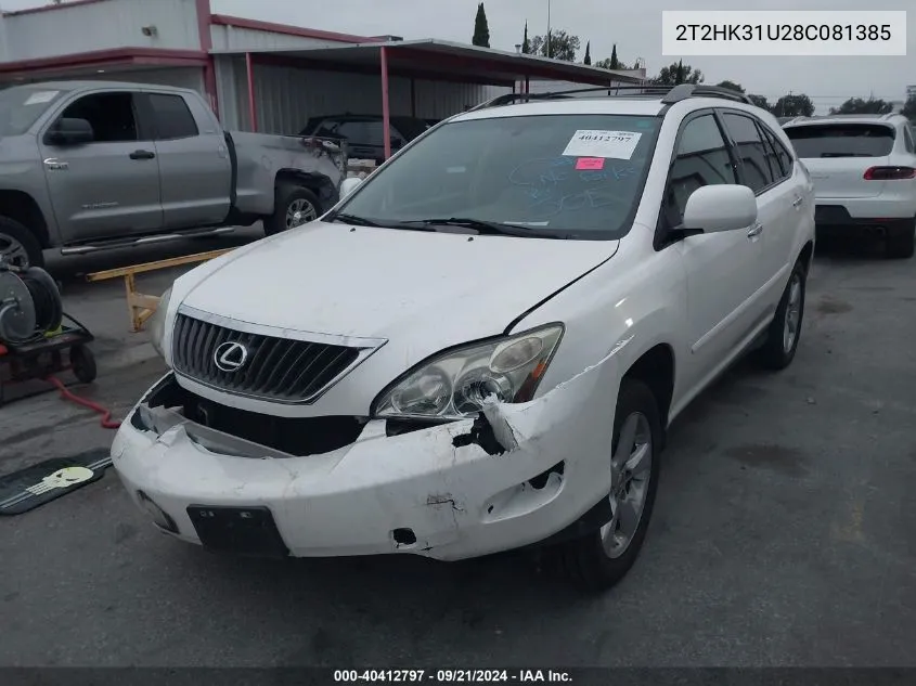 2008 Lexus Rx 350 VIN: 2T2HK31U28C081385 Lot: 40412797