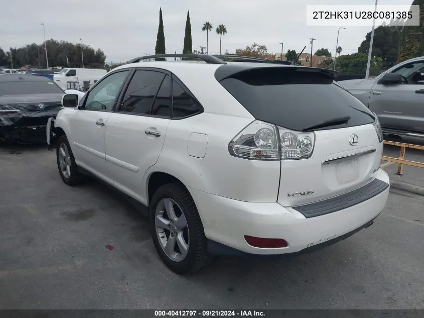 2008 Lexus Rx 350 VIN: 2T2HK31U28C081385 Lot: 40412797