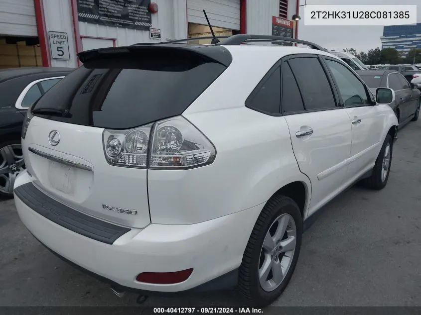 2008 Lexus Rx 350 VIN: 2T2HK31U28C081385 Lot: 40412797