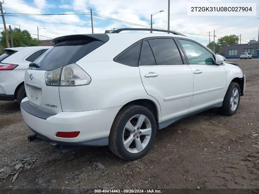 2008 Lexus Rx 350 VIN: 2T2GK31U08C027904 Lot: 40414443