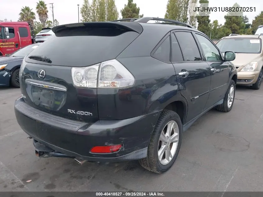 2008 Lexus Rx 400H VIN: JTJHW31U882070251 Lot: 40418527