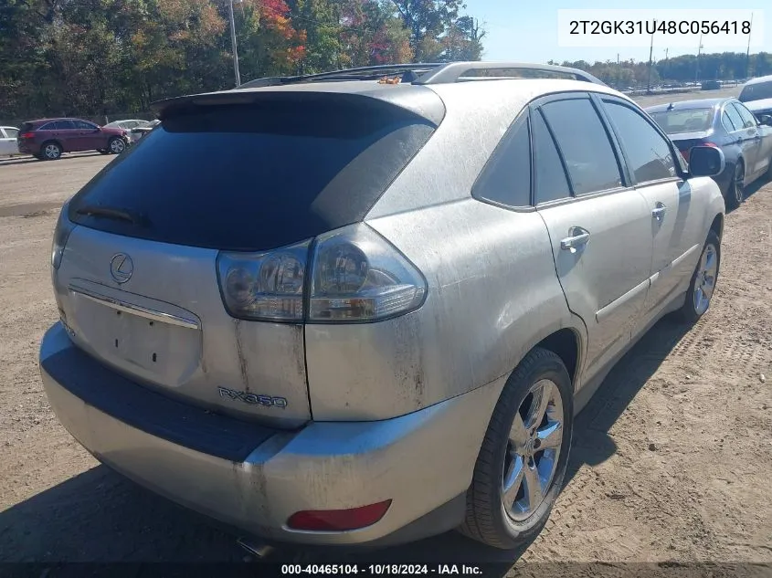 2008 Lexus Rx 350 VIN: 2T2GK31U48C056418 Lot: 40465104