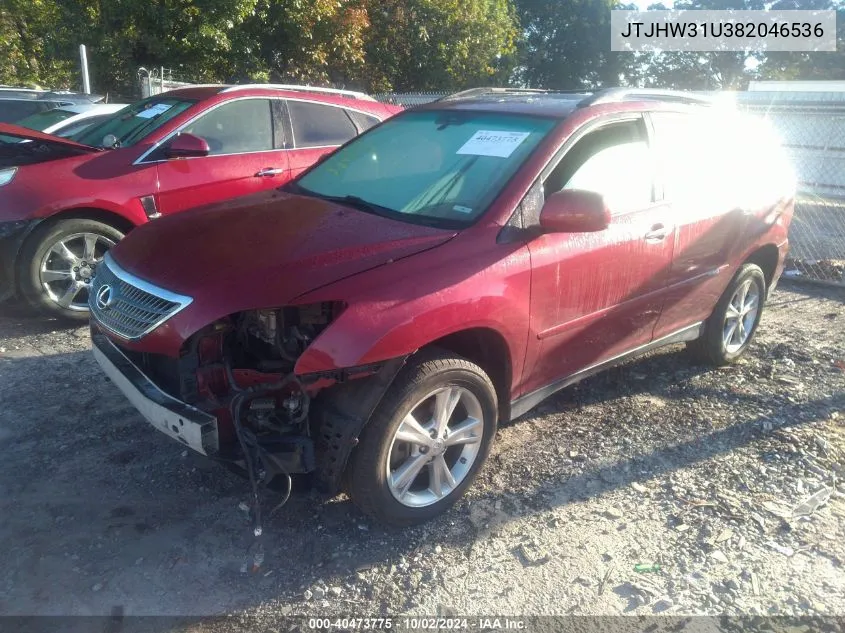 2008 Lexus Rx 400H VIN: JTJHW31U382046536 Lot: 40473775