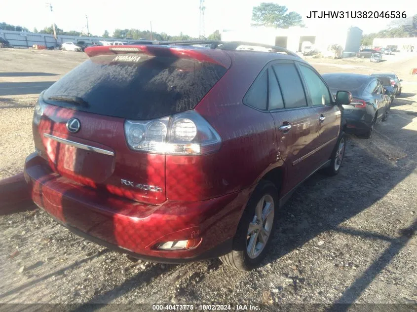 2008 Lexus Rx 400H VIN: JTJHW31U382046536 Lot: 40473775