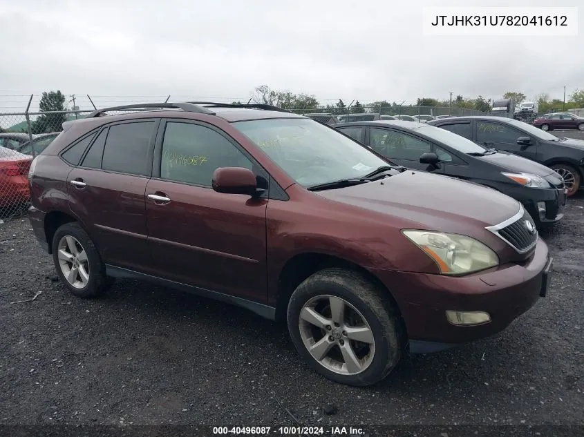 2008 Lexus Rx 350 VIN: JTJHK31U782041612 Lot: 40496087