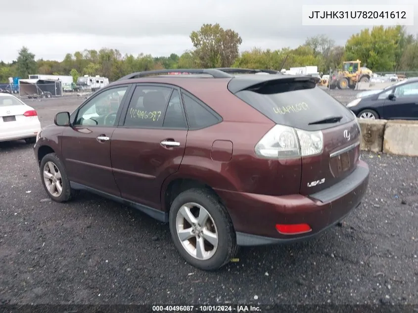 2008 Lexus Rx 350 VIN: JTJHK31U782041612 Lot: 40496087