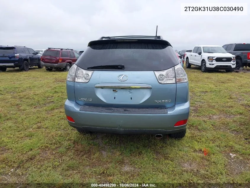 2008 Lexus Rx 350 350 VIN: 2T2GK31U38C030490 Lot: 40498299