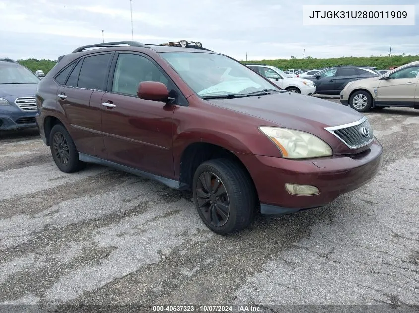 2008 Lexus Rx 350 VIN: JTJGK31U280011909 Lot: 40537323