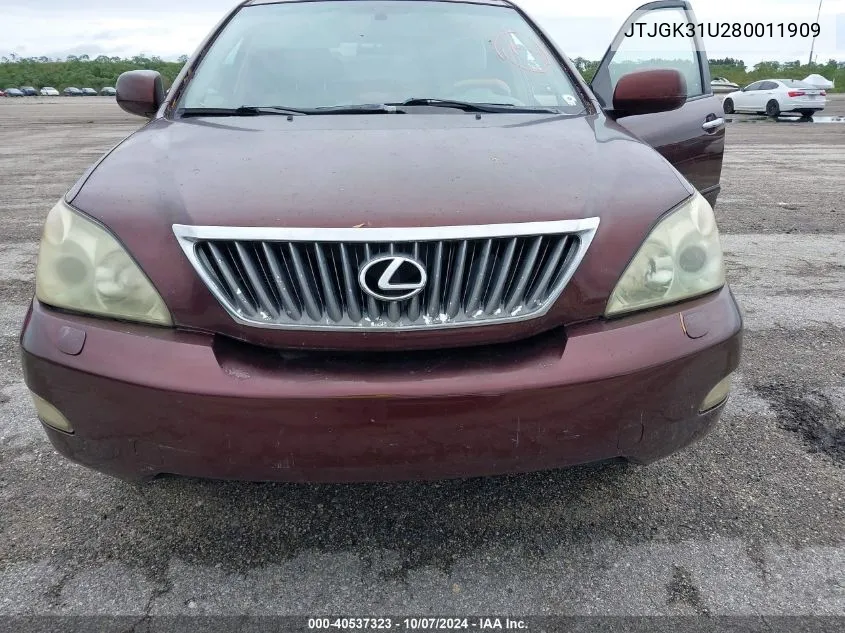 2008 Lexus Rx 350 VIN: JTJGK31U280011909 Lot: 40537323