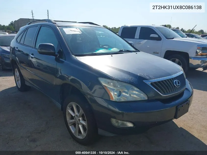 2008 Lexus Rx 350 VIN: 2T2HK31UX8C086138 Lot: 40541335