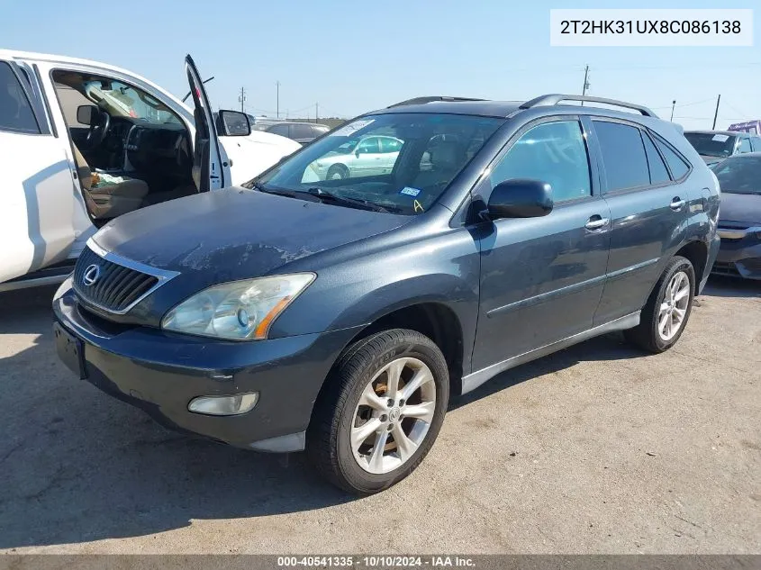 2008 Lexus Rx 350 VIN: 2T2HK31UX8C086138 Lot: 40541335