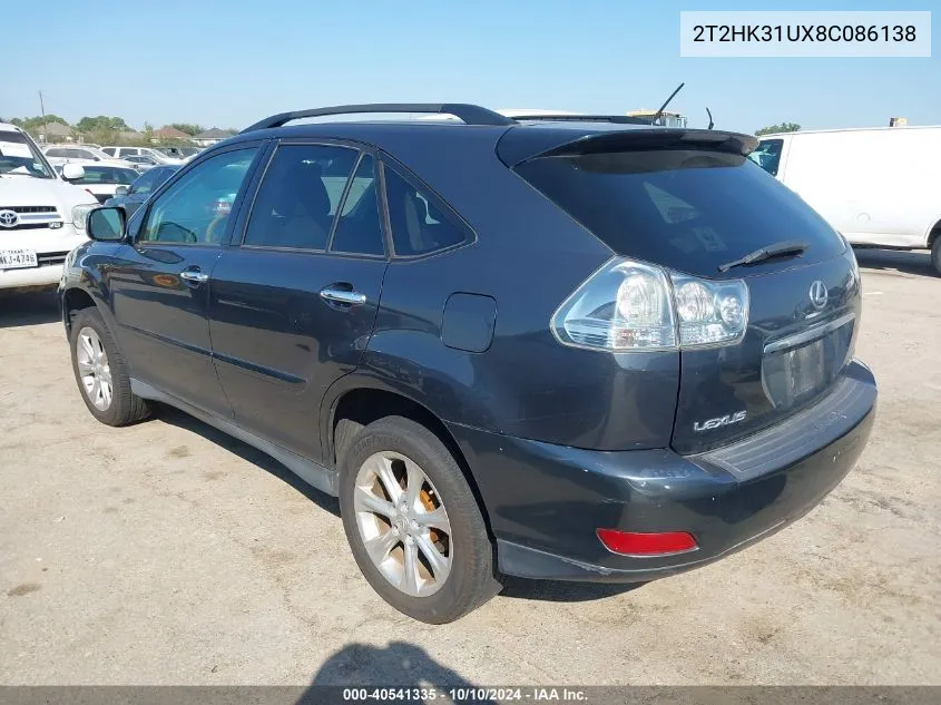 2008 Lexus Rx 350 VIN: 2T2HK31UX8C086138 Lot: 40541335