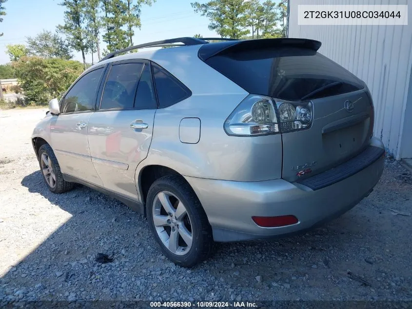 2008 Lexus Rx 350 VIN: 2T2GK31U08C034044 Lot: 40566390