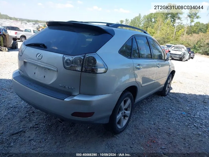 2008 Lexus Rx 350 VIN: 2T2GK31U08C034044 Lot: 40566390