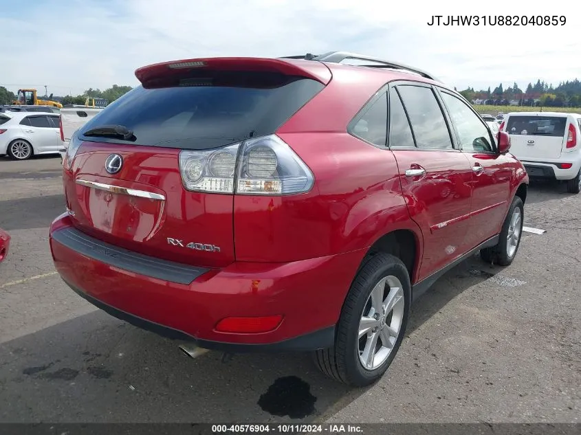 2008 Lexus Rx 400H VIN: JTJHW31U882040859 Lot: 40576904