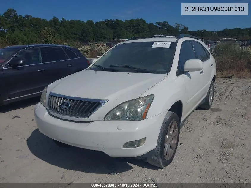 2008 Lexus Rx 350 VIN: 2T2HK31U98C081013 Lot: 40578983