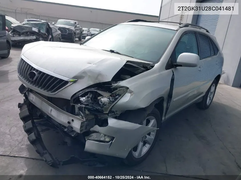 2008 Lexus Rx 350 VIN: 2T2GK31U28C041481 Lot: 40664152