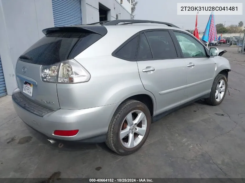 2008 Lexus Rx 350 VIN: 2T2GK31U28C041481 Lot: 40664152