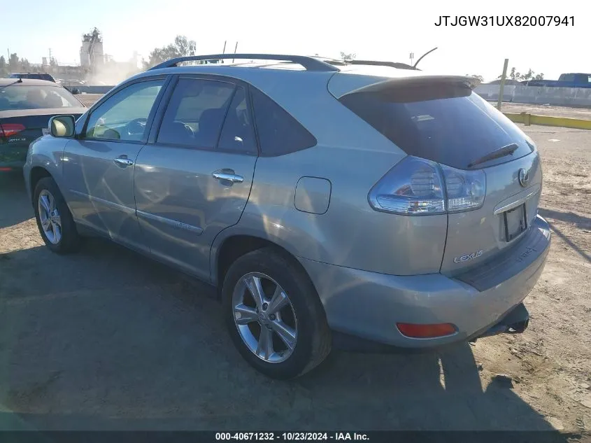 2008 Lexus Rx 400H VIN: JTJGW31UX82007941 Lot: 40671232