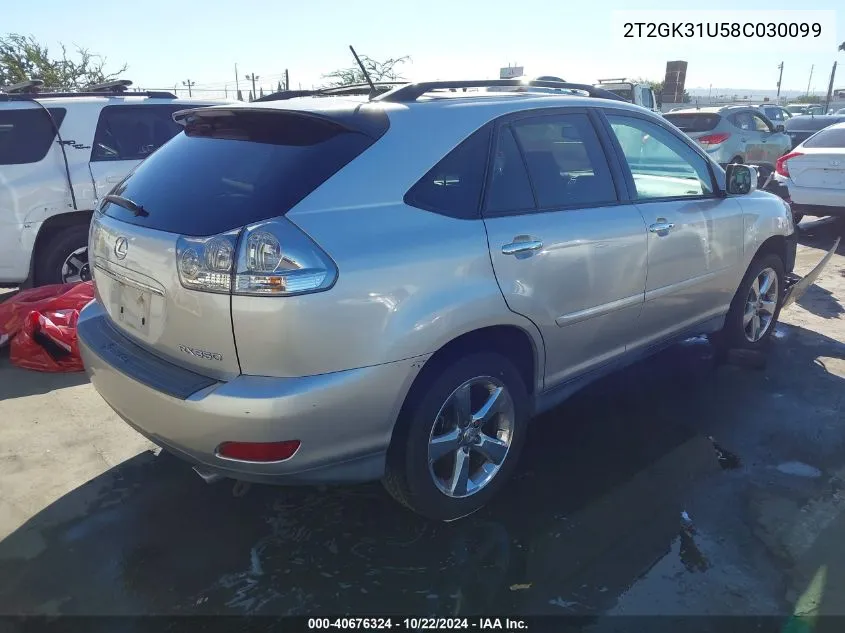 2008 Lexus Rx 350 VIN: 2T2GK31U58C030099 Lot: 40676324