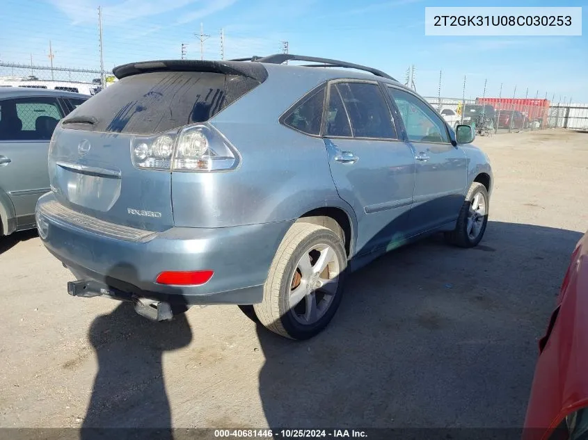 2008 Lexus Rx 350 VIN: 2T2GK31U08C030253 Lot: 40681446