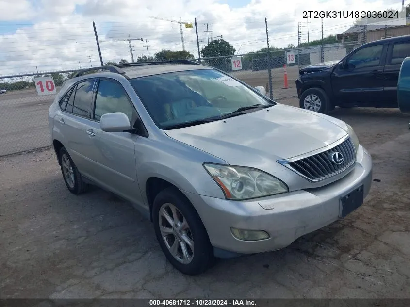 2008 Lexus Rx 350 VIN: 2T2GK31U48C036024 Lot: 40681712