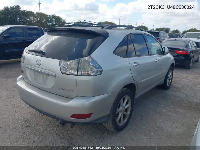 2008 Lexus Rx 350 VIN: 2T2GK31U48C036024 Lot: 40681712