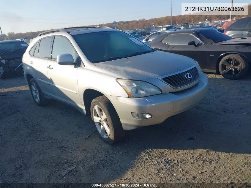 2008 Lexus Rx 350 VIN: 2T2HK31U78C063626 Lot: 40697527