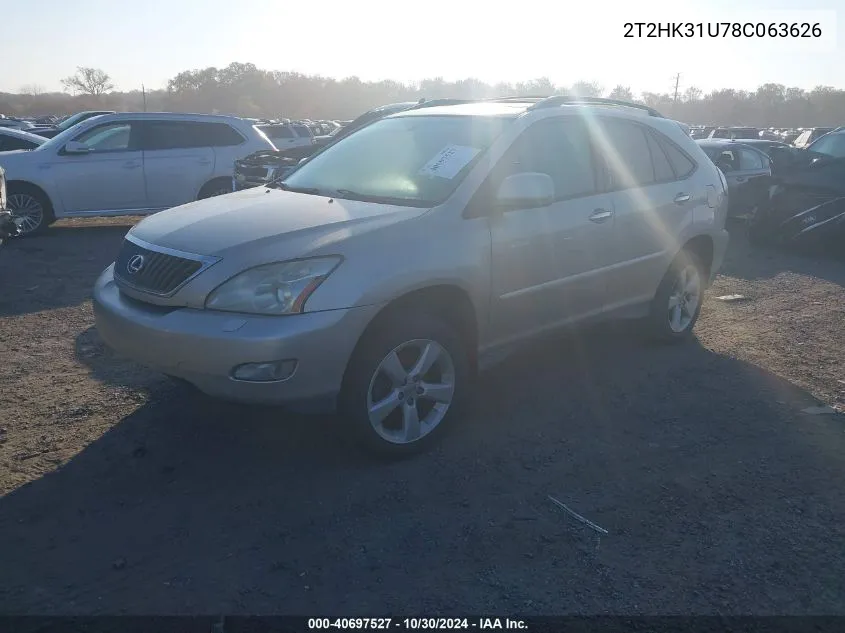 2008 Lexus Rx 350 VIN: 2T2HK31U78C063626 Lot: 40697527