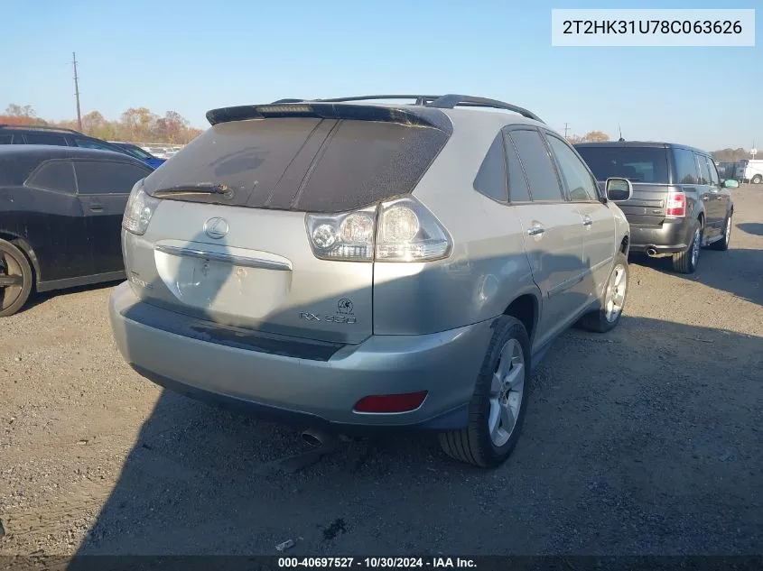 2008 Lexus Rx 350 VIN: 2T2HK31U78C063626 Lot: 40697527