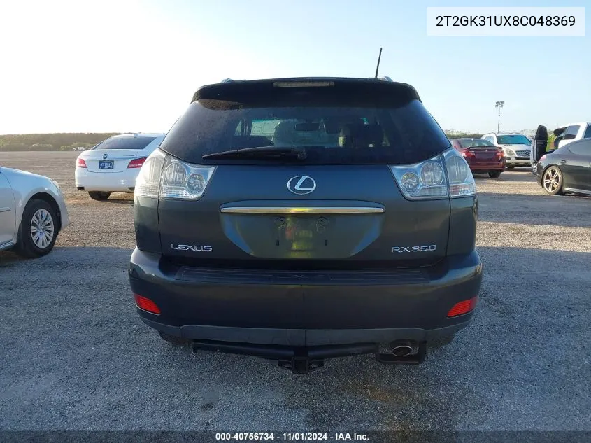 2008 Lexus Rx 350 VIN: 2T2GK31UX8C048369 Lot: 40756734