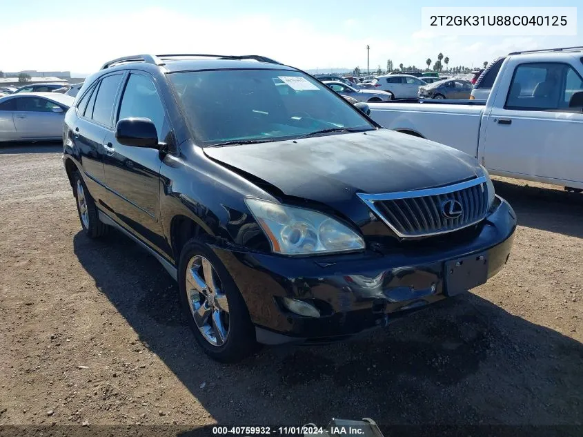 2008 Lexus Rx 350 VIN: 2T2GK31U88C040125 Lot: 40759932