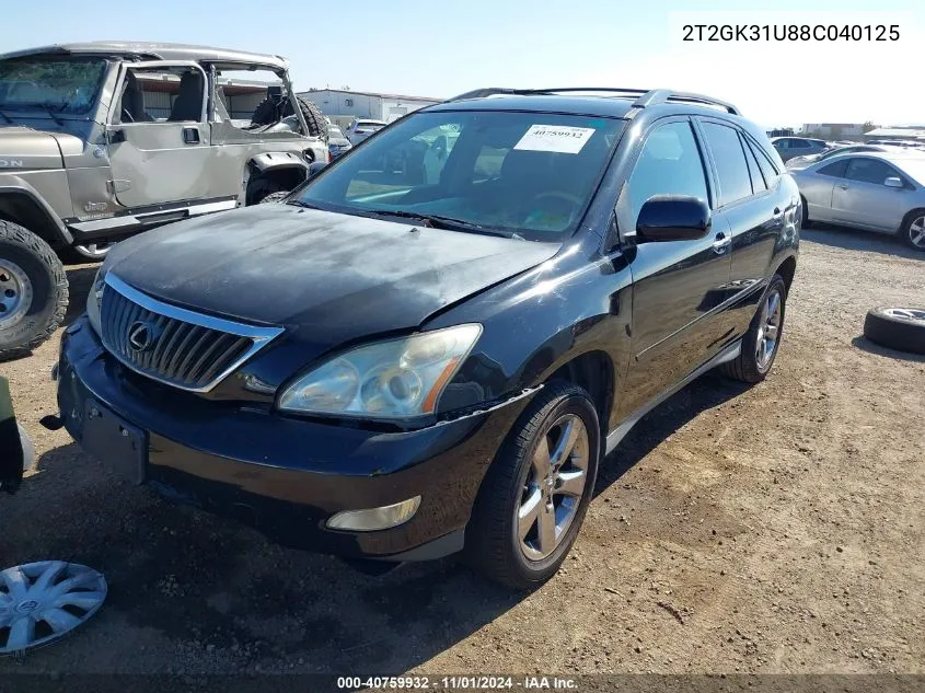 2008 Lexus Rx 350 VIN: 2T2GK31U88C040125 Lot: 40759932