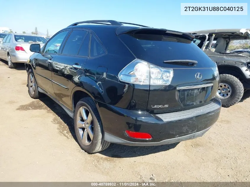 2008 Lexus Rx 350 VIN: 2T2GK31U88C040125 Lot: 40759932