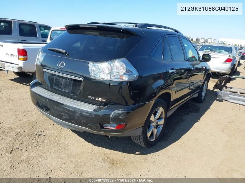 2008 Lexus Rx 350 VIN: 2T2GK31U88C040125 Lot: 40759932