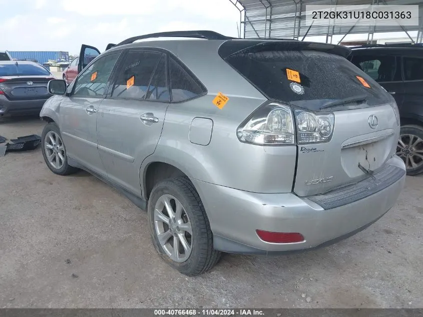 2008 Lexus Rx 350 VIN: 2T2GK31U18C031363 Lot: 40766468