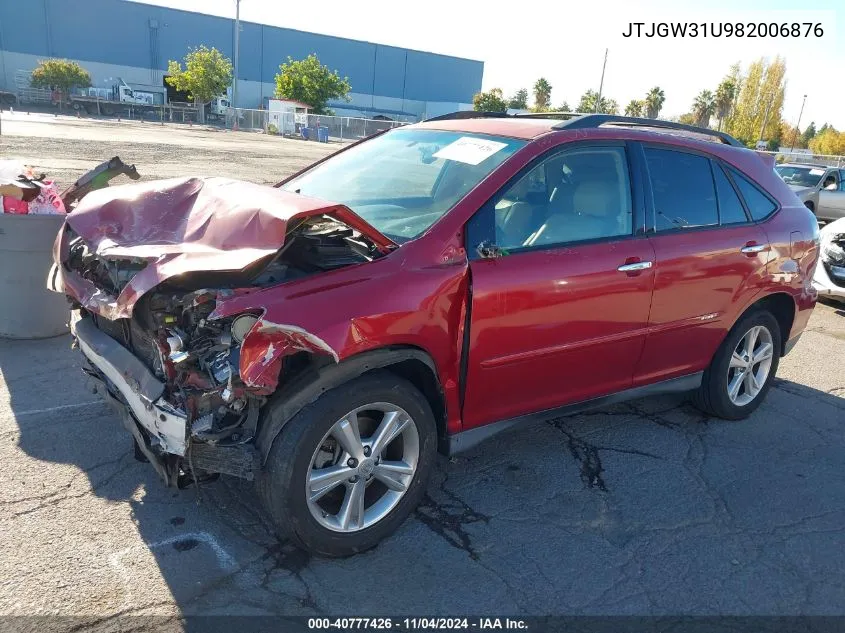 2008 Lexus Rx 400H VIN: JTJGW31U982006876 Lot: 40777426