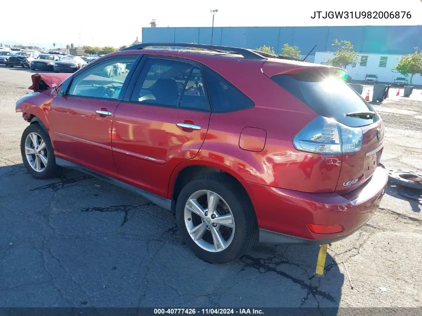 2008 Lexus Rx 400H VIN: JTJGW31U982006876 Lot: 40777426