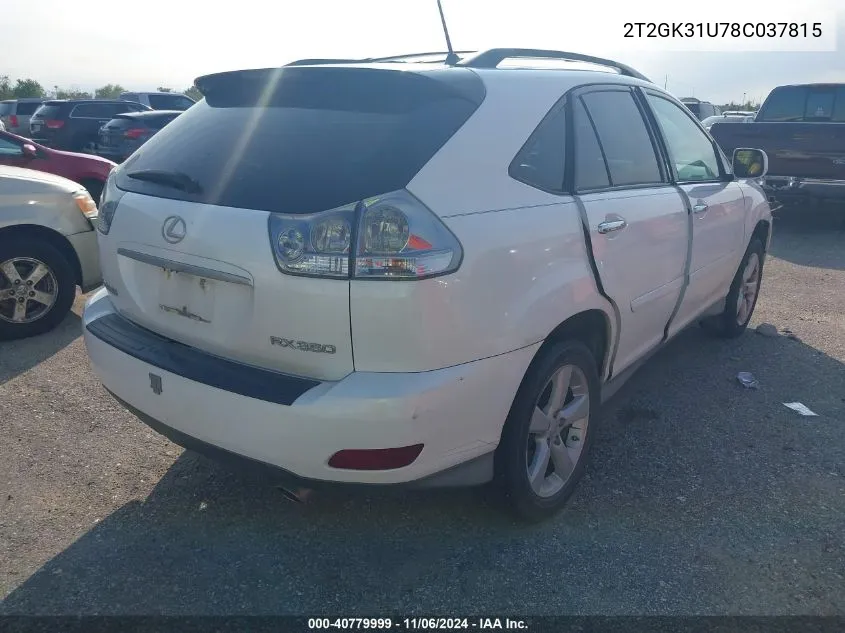 2008 Lexus Rx 350 VIN: 2T2GK31U78C037815 Lot: 40779999